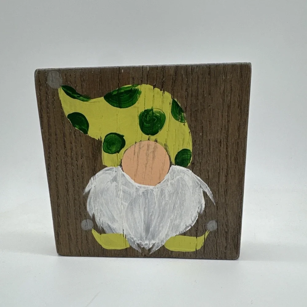 Pottery Barn Gnome Oak Wood Gray Wash 7 Art Deco Piece Plaque 6